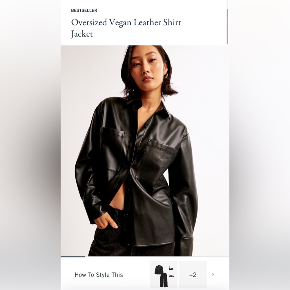 Abercrombie - Oversized Vegan Leather Shirt Jacket